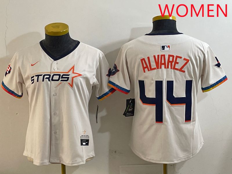 Women Houston Astros #44 Alvarez Cream Fourth generation Joint Name Nike 2025 MLB Jersey style 1->women mlb jersey->Women Jersey